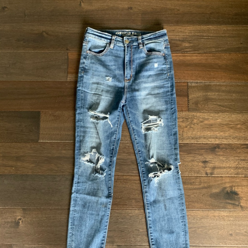 high rise american eagle ripped jeans